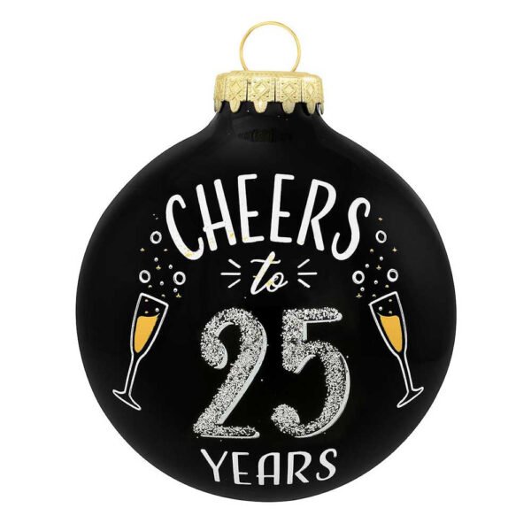 Personalized Cheers to 25 Years Glass Ornament - Image 2