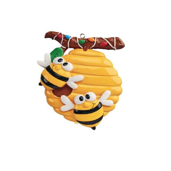 Personalized Bee Couple on Bee Hive Ornament - Image 2