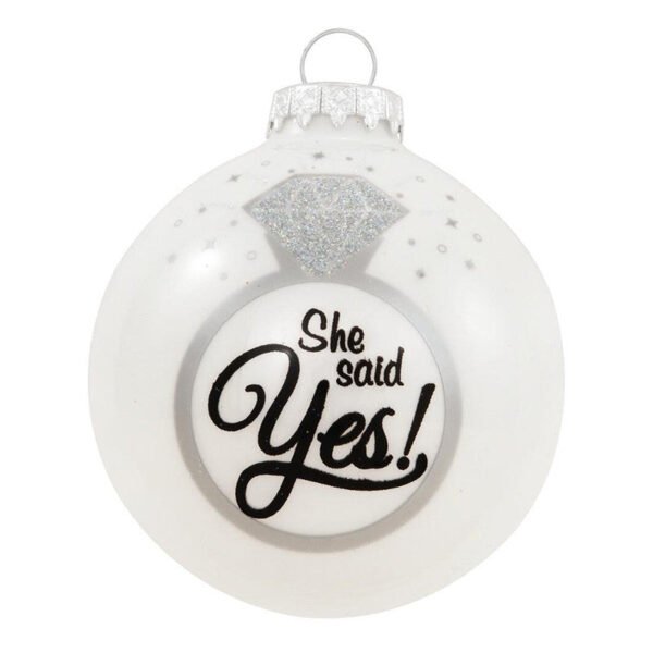 Personalized She Said Yes Engagement Ornament - Image 2