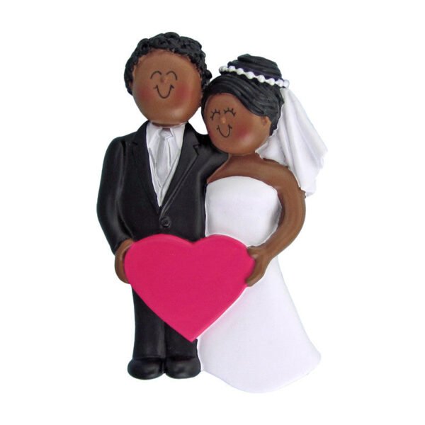 Personalized Wedding Couple Ornament - African American Male and Female - Image 2