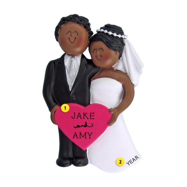 Personalized Wedding Couple Ornament - African American Male and Female