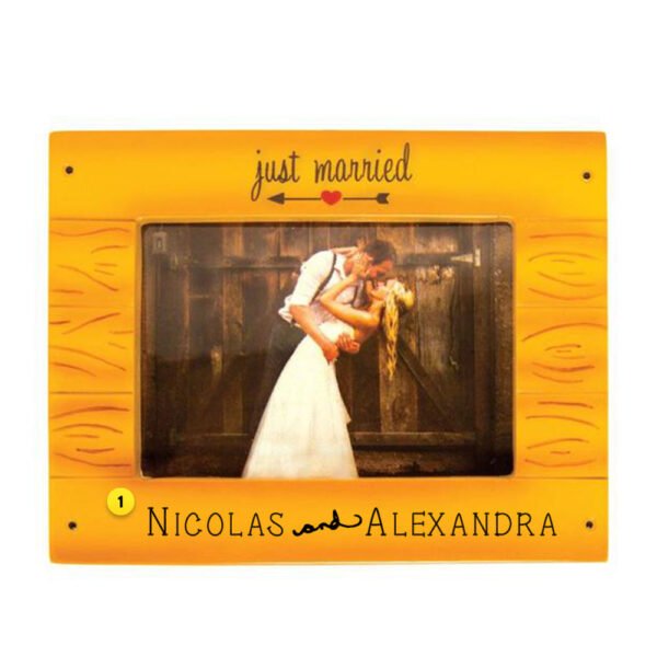 Personalized Rustic Wedding Photo Frame Ornament - Image 2
